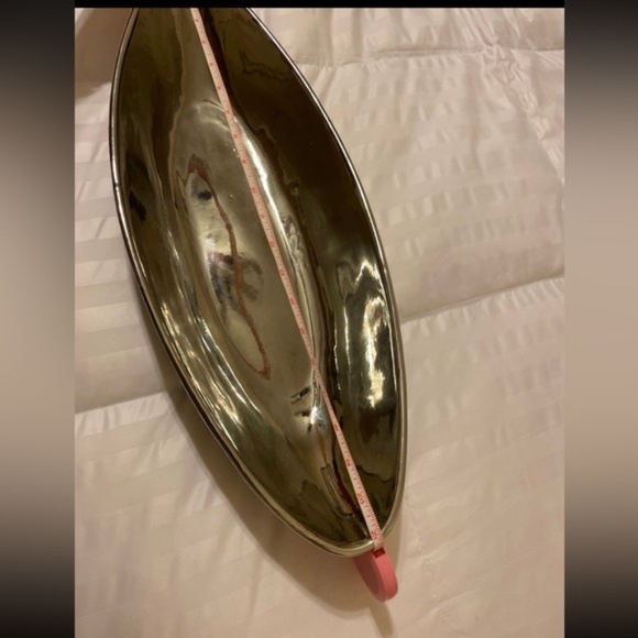 Silver Pebbled Chrome Oblong Decorative Bowl 21 inches - Picture 6 of 8